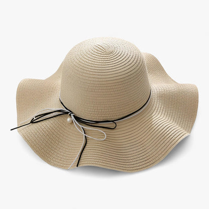 Sommerhut Damen UV-Schutz | Strandhut mit Schleife | Leicht & stilvoll für Urlaub-Beige-56-58CM-Luzern Mode