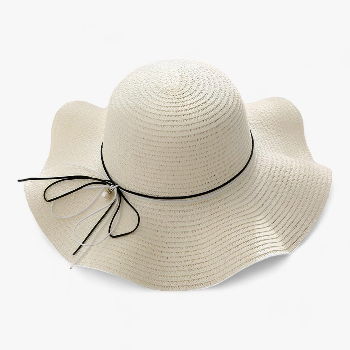 Sommerhut Damen UV-Schutz | Strandhut mit Schleife | Leicht & stilvoll für Urlaub-Milchweiß-56-58CM-Luzern Mode