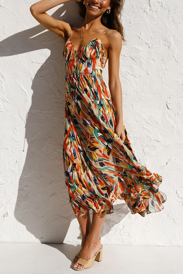 Maxi Sommerkleid Damen | Luftig tailliert | Leichtes Kleid | Urlaub Look-Luzern Mode