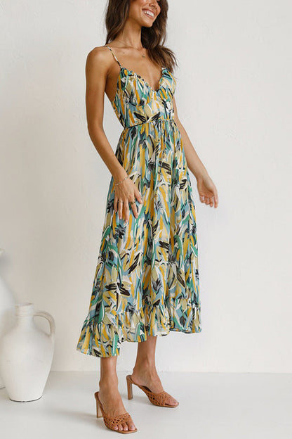 Maxi Sommerkleid Damen | Luftig tailliert | Leichtes Kleid | Urlaub Look-Luzern Mode