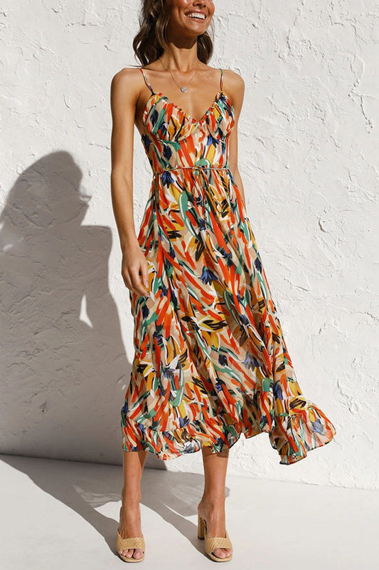 Maxi Sommerkleid Damen | Luftig tailliert | Leichtes Kleid | Urlaub Look-Luzern Mode