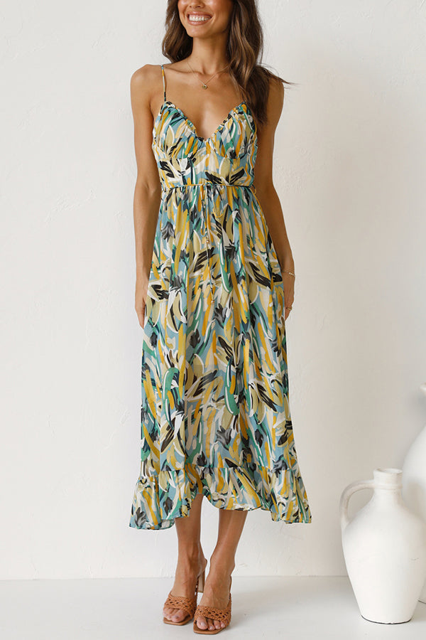 Maxi Sommerkleid Damen | Luftig tailliert | Leichtes Kleid | Urlaub Look-Grün-S-Luzern Mode