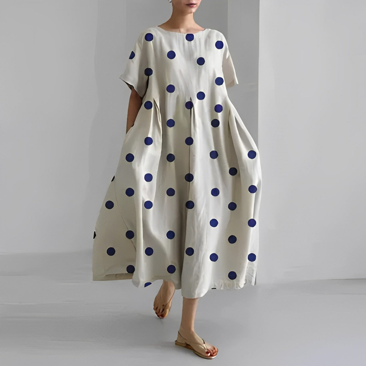 Sommer Maxikleid Damen | luftiges Kleid | tailliert | Strand | Urlaub | Freizeitkleid-Creme-S-Luzern Mode