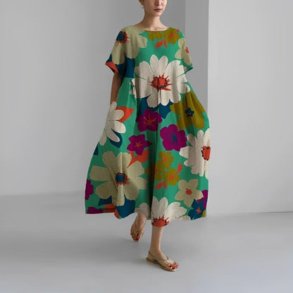 Sommer Maxikleid Damen | luftiges Kleid | tailliert | Strand | Urlaub | Freizeitkleid-Grün-S-Luzern Mode
