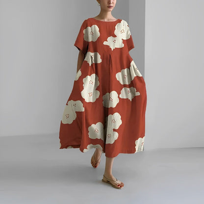 Sommer Maxikleid Damen | luftiges Kleid | tailliert | Strand | Urlaub | Freizeitkleid-Rot-S-Luzern Mode