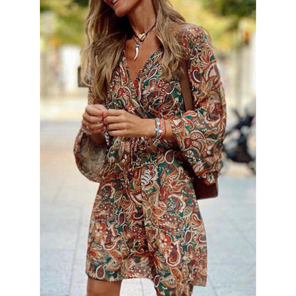 Sommerkleid Damen Midi | Luftig tailliert | Bequem vielseitig | Sommer Look-Braun-S-Luzern Mode