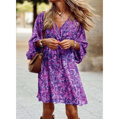 Sommerkleid Damen Midi | Luftig tailliert | Bequem vielseitig | Sommer Look-Lila-S-Luzern Mode