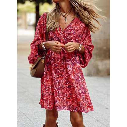 Sommerkleid Damen Midi | Luftig tailliert | Bequem vielseitig | Sommer Look-Rot-S-Luzern Mode