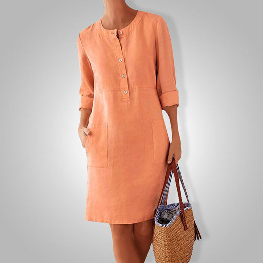 Luftiges Sommerkleid Damen | Baumwolle locker | Farbenfroh bequem | Alltag-Luzern Mode