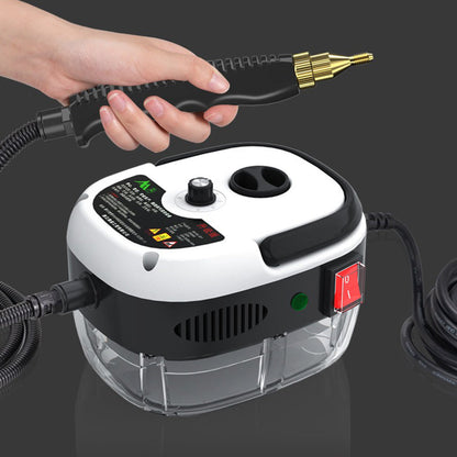 Handluftpumpe elektrisch, schwarz-weiß, mit Schlauch und Düse, tragbar, für Reifen und Bälle.