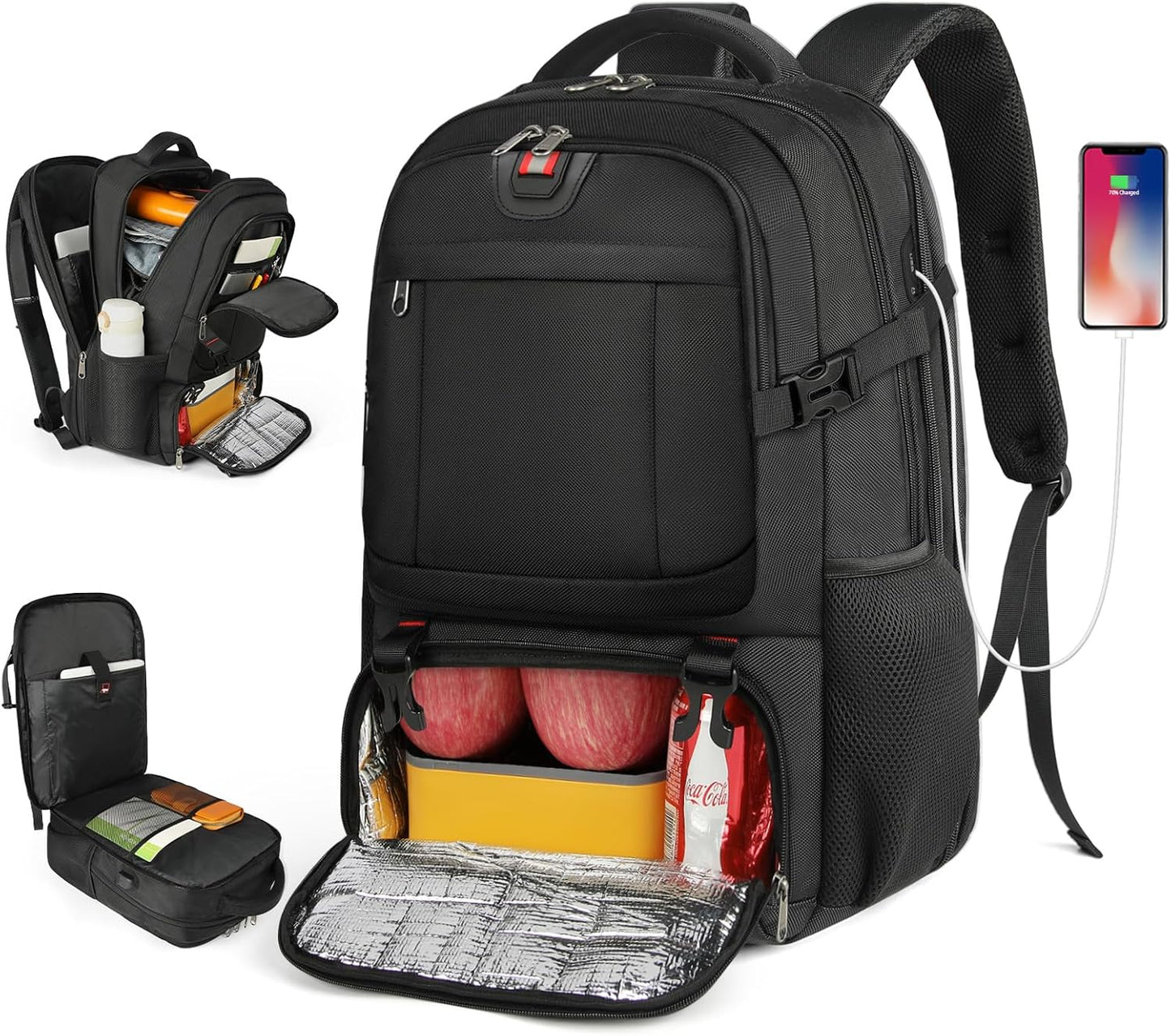 Extra-großer Lunch- und Laptop-Reiserucksack mit USB-Ladeanschluss