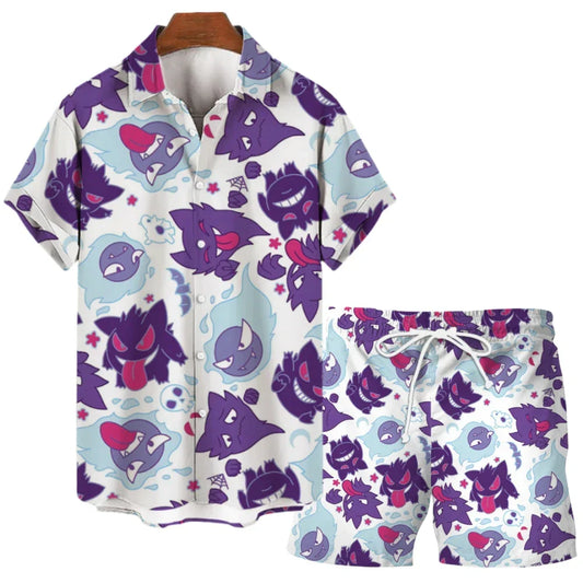 Pyjama Set Sommer | Gengar Snorlax Print | 1 kaufen 1 gratis | Unisex & bequem-Luzern Mode