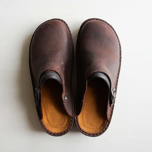 Herren Lederslipper | Gummisohle | Echtes Leder | Rutschfest-Braun-39-Luzern Mode
