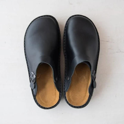 Herren Lederslipper | Gummisohle | Echtes Leder | Rutschfest-Schwarz-39-Luzern Mode