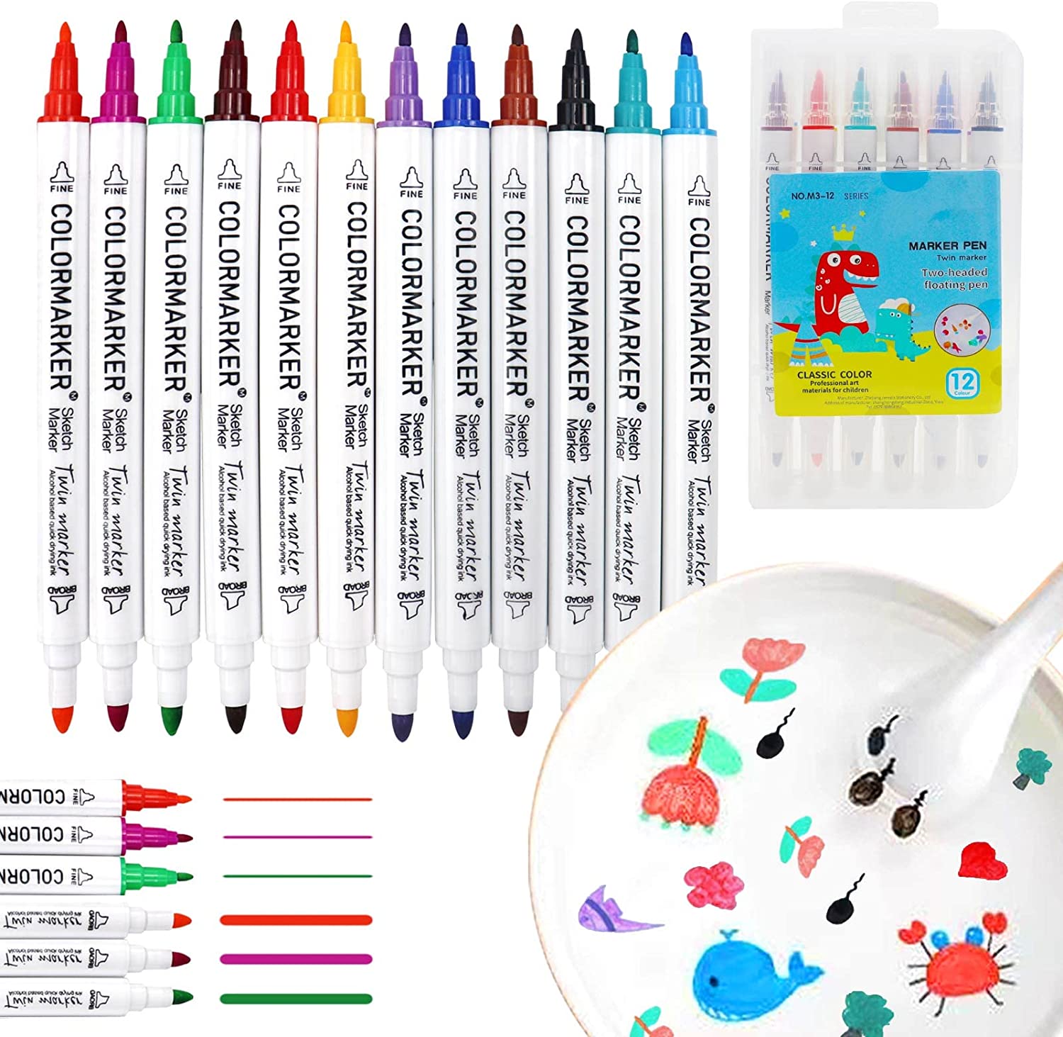 12 bunte magische Wasserstifte Set, wiederverwendbar, für Kinder, Malen, Zeichnen, DIY-Projekte.
