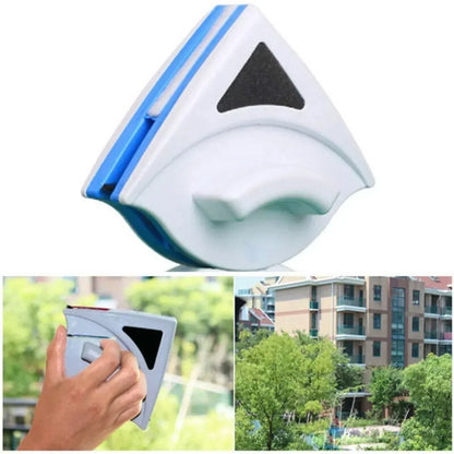 Magnetischer Fensterreiniger, dreieckig, weiß-blau, für Glasreinigung, EasyClean™.