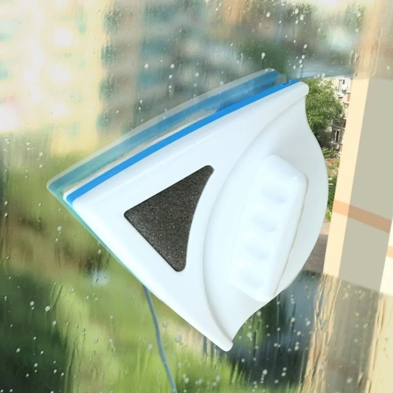Magnetischer Fensterreiniger, weiß-blau, dreieckig, für Glasreinigung, EasyClean™.