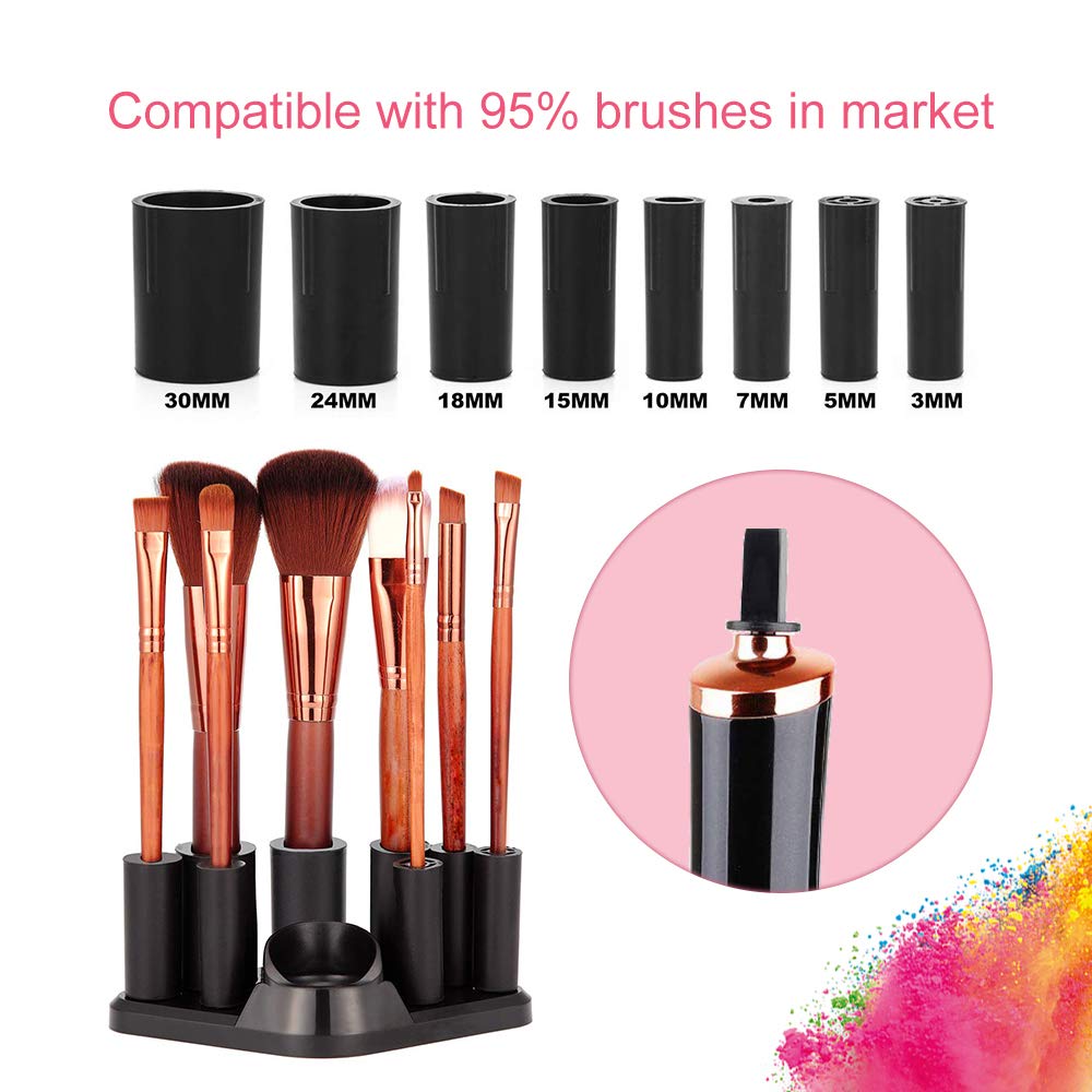 Makeup-Pinselhalter aus schwarzem Kunststoff, kompatibel mit 95% der Pinselgrößen.