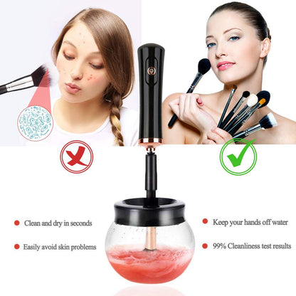 Elektrischer Make-up-Pinselreiniger, schwarz, schnell trocknend, hygienisch, einfach zu bedienen.