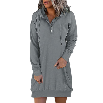 Damen Hoodie | Lang | Lockere Schnitt | Einfarbig | Minimalistisch-Luzern Mode