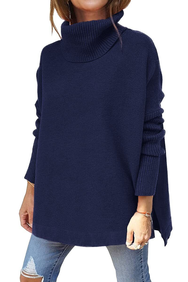 Warme locker sitzende Damenpullover mit Rollkragen - Amara
