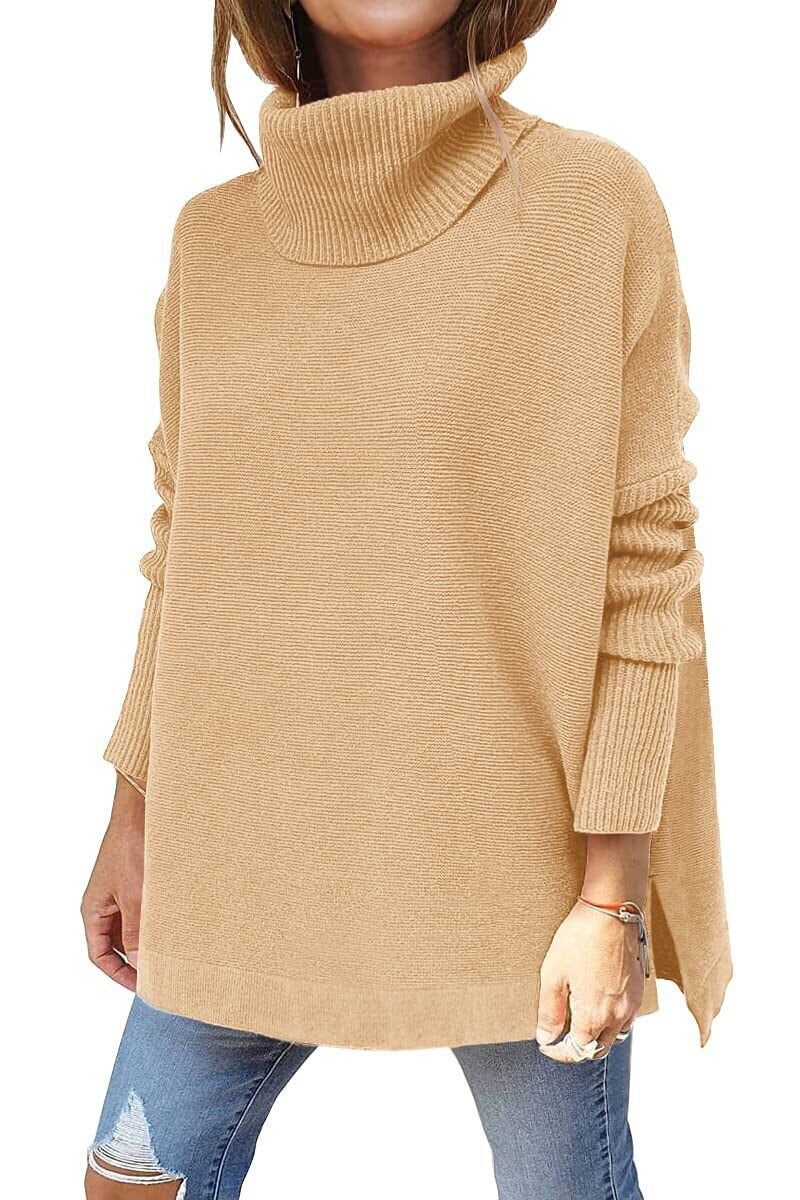 Warme locker sitzende Damenpullover mit Rollkragen - Amara