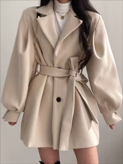 Damen Wolljacke mit Gürtel – Elvira