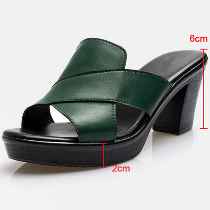 Damen Plateau-Sandaletten | Blockabsatz | Veganes Leder | Offen | 6cm-Luzern Mode