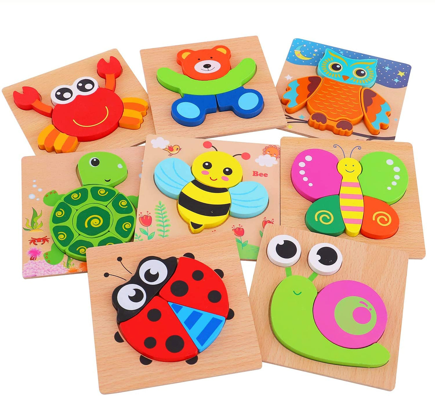 Montessori Lernpuzzle aus Holz – FarbenFreude (1+1 Gratis)