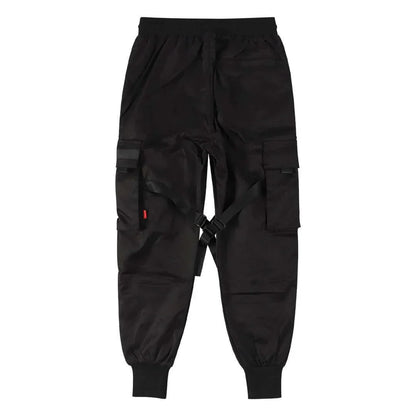 Herren Cargo Hose | Multi-Pocket | Hip-Hop | Schwarz | Kordelzug-Luzern Mode