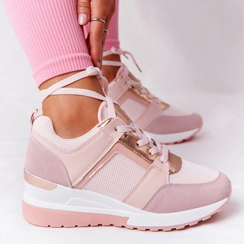 Damen Sneaker rosa, bequem, atmungsaktiv, modisch, Sportschuhe, Freizeit, rutschfest, leicht.