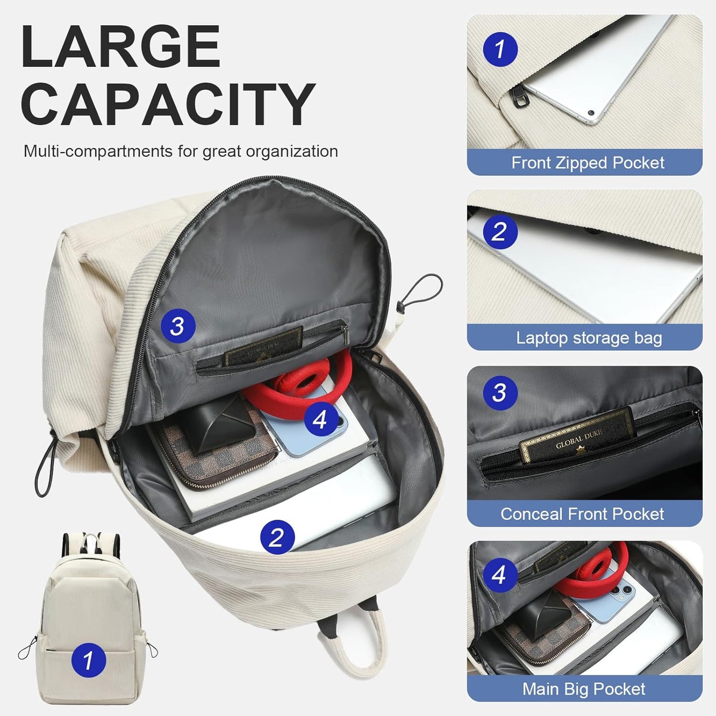 Leichte, wasserabweisende Laptop- und Reisetasche mit organisierten Fächern