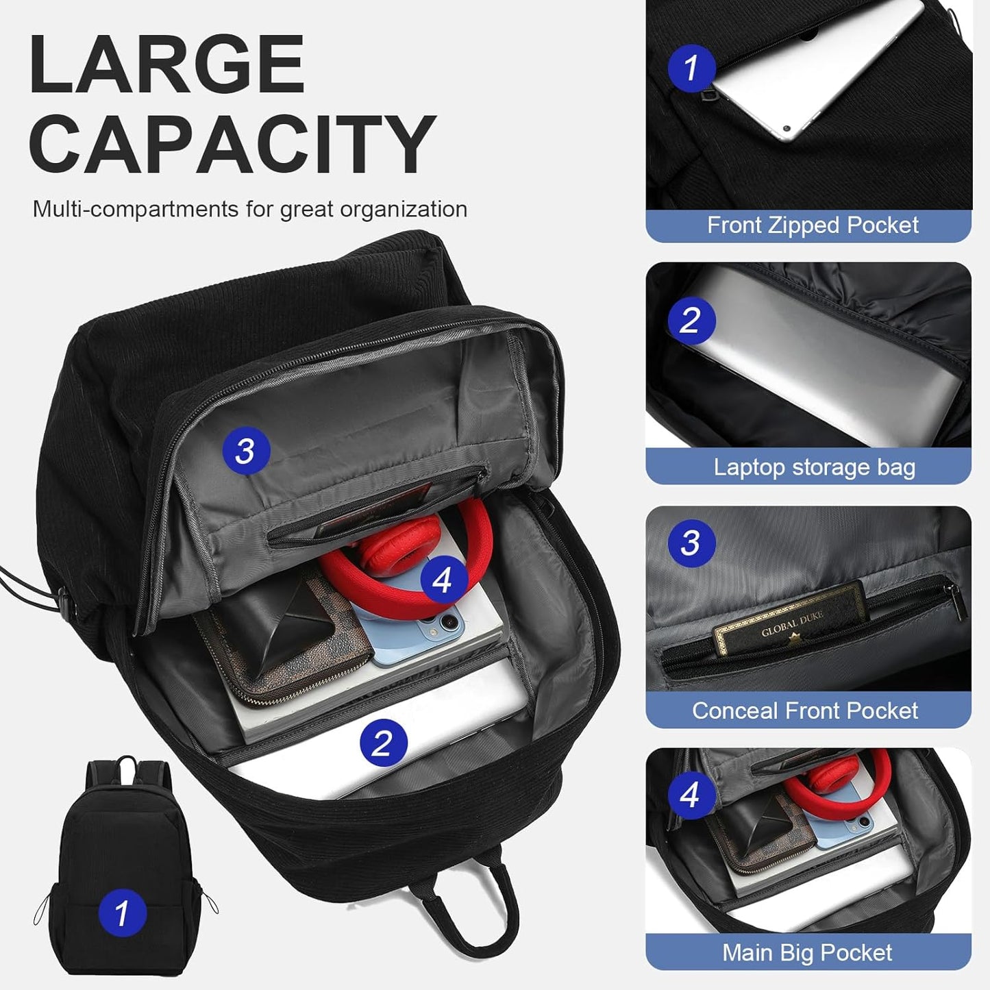 Leichte, wasserabweisende Laptop- und Reisetasche mit organisierten Fächern