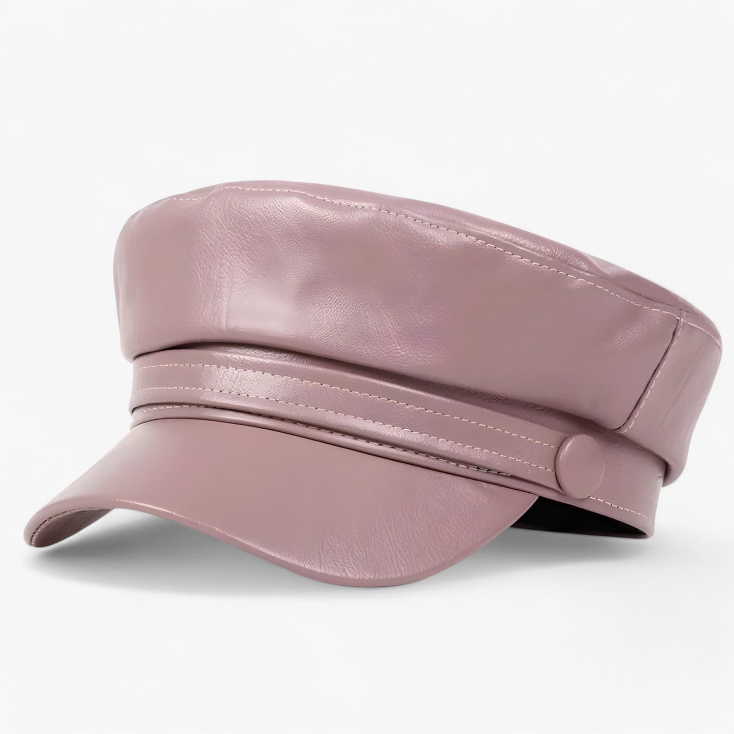 Damen Schiebermütze | PU-Leder | Oktagonal | Einfarbig | Verstellbar-Rosa-Luzern Mode