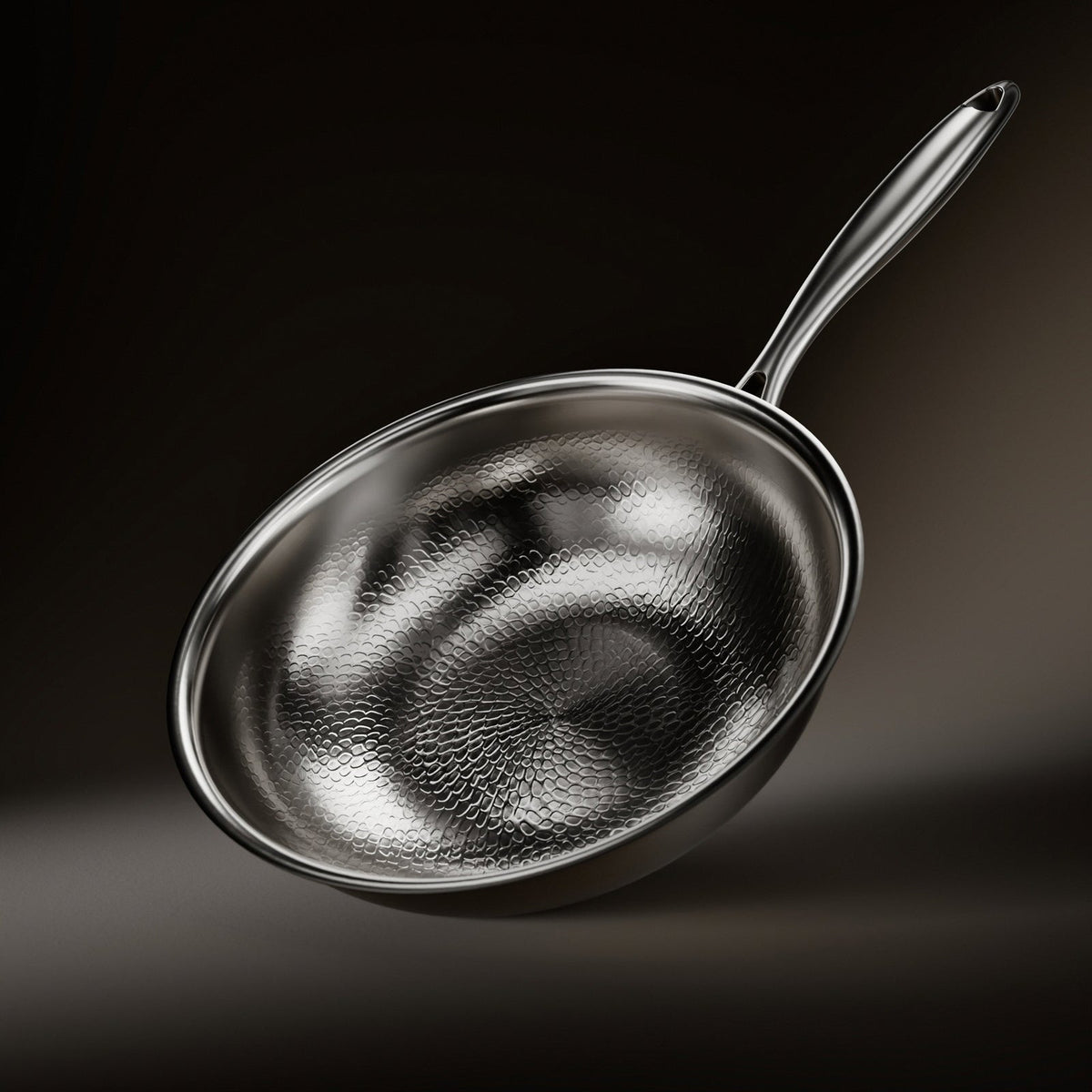 Hand-Hammered Titanium Wok Pan with Flat Bottom 1