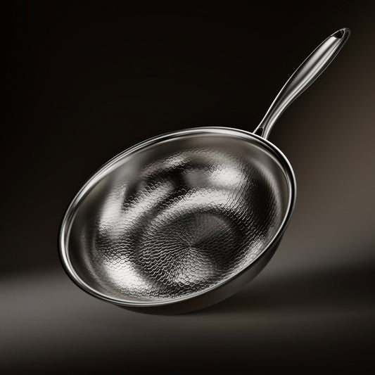 Hand-Hammered Titanium Wok Pan with Flat Bottom 1