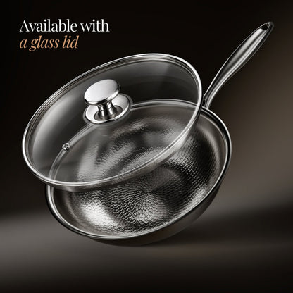 Hammered Titanium Wok Pan with Flat Base, Uncoated and Chemical-Free 3