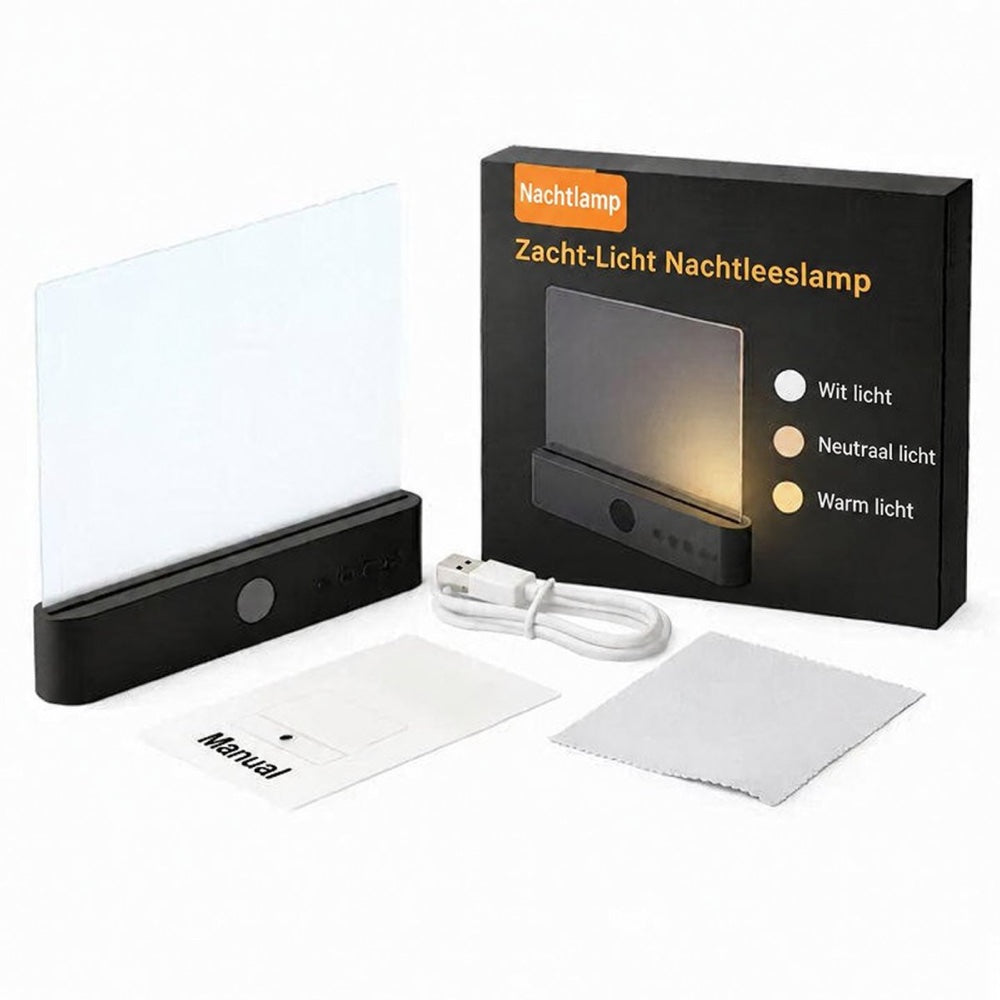 Lieferumfang: Lampe mit schwarzem Sockel, Verpackung, USB-Kabel, Anleitung und Reinigungstuch 13