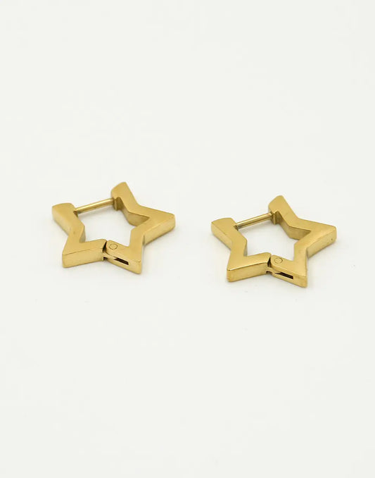 Goldene Stern-Ohrringe, Edelstahl, modisch, Damen-Schmuck, elegantes Design.