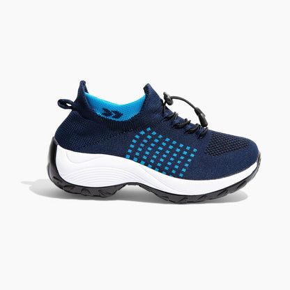 Dunkelblauer Orthopädischer Stretch-Schuh mit Dämpfung, rutschfeste Sohle, bequemes Design.