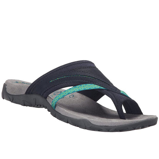 Damen Sandalen | 3-Bogen-Support | Orthopädisch | Offen | PU-Schaum-Dunkelblau-35-Luzern Mode
