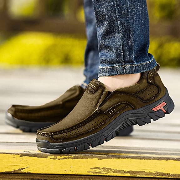 Herren Wanderschuhe | Orthopädisch | Leder | Einlegsohle | Rutschfest-Luzern Mode