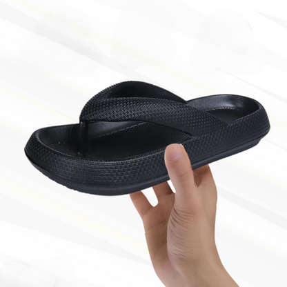 Damen Flip-Flops | Orthopädisch | Einfarbig | Slip-On Design | Dick-Schwarz-36-37-Luzern Mode