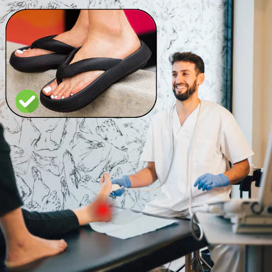 Damen Flip-Flops | Orthopädisch | Einfarbig | Slip-On Design | Dick-Luzern Mode