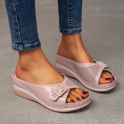 Damen Sandalen | Orthopädisch | Offenes Design | Slip-On | Vegan-Luzern Mode