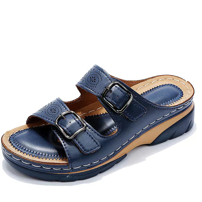 Damen Sandalen | Orthopädisch | Verstellbar | Veganes Leder | Flexibel-Luzern Mode