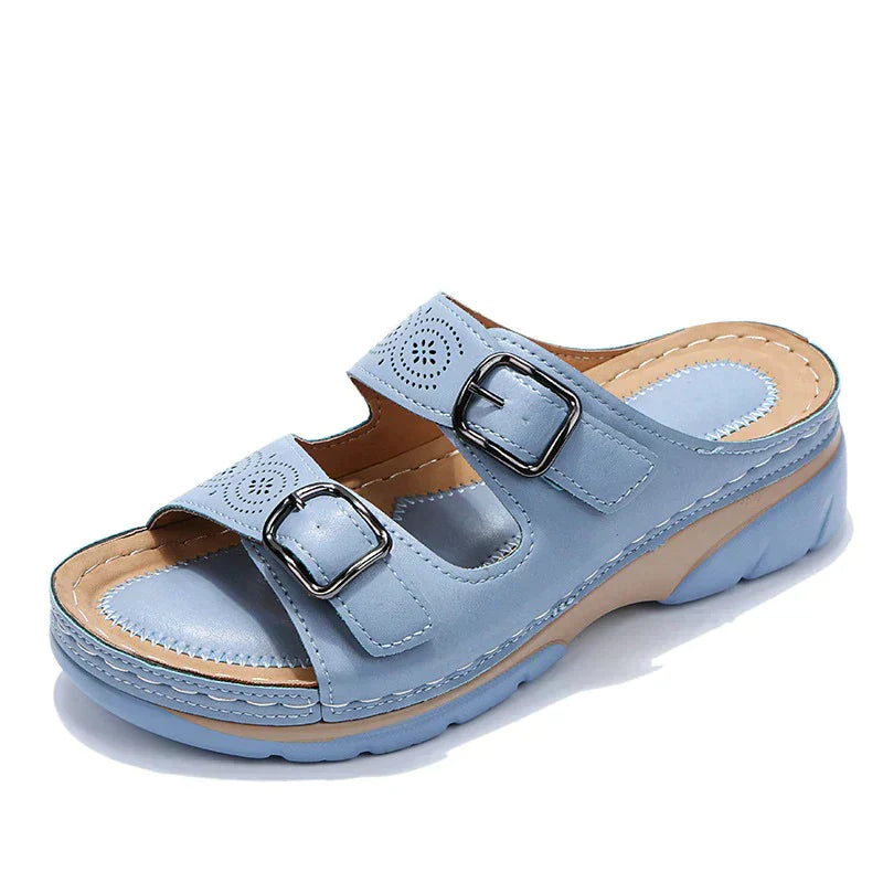 Damen Sandalen | Orthopädisch | Verstellbar | Veganes Leder | Flexibel-Luzern Mode