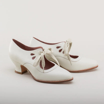 Lederpumps | Orthopädisch | Geschlossen | Stabil | Einfarbig | Fliege-Weiß-35-Luzern Mode