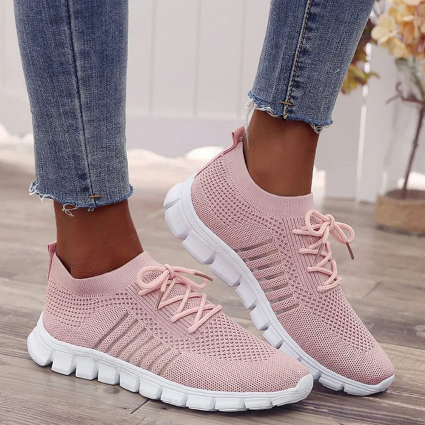 Damen Orthopädische Sneaker, rosa, atmungsaktiv, bequem, für Sport und Alltag.