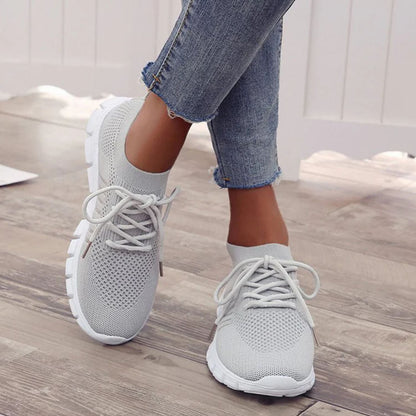 Damen Orthopädische Sneaker, grau, atmungsaktiv, bequem, für Alltag und Sport.